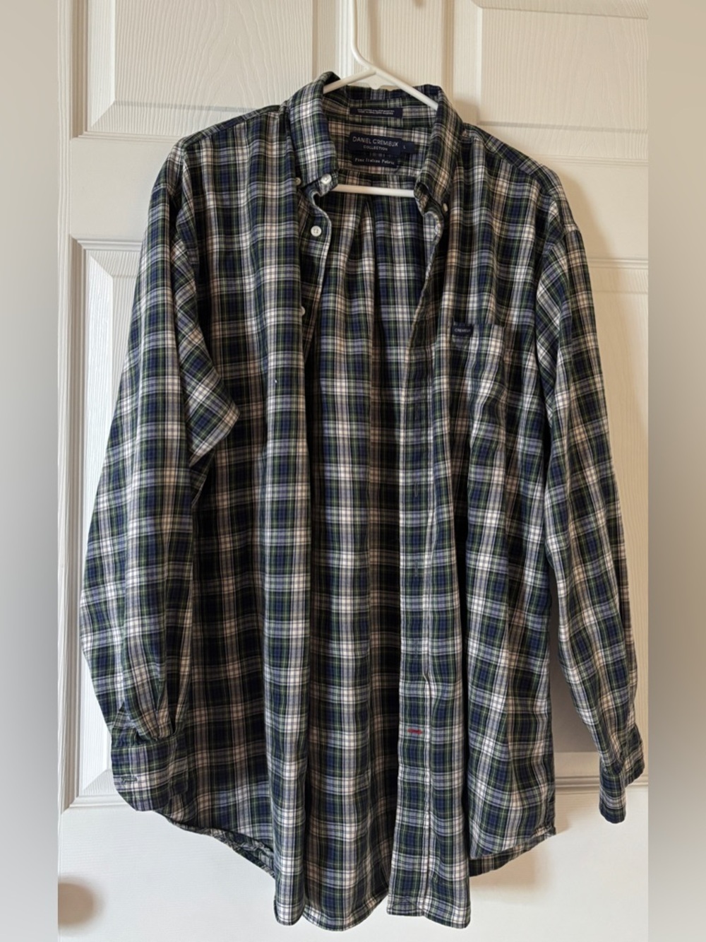 Daniel Cremieux Men's Navy and Green Plaid Button-Down Shirt